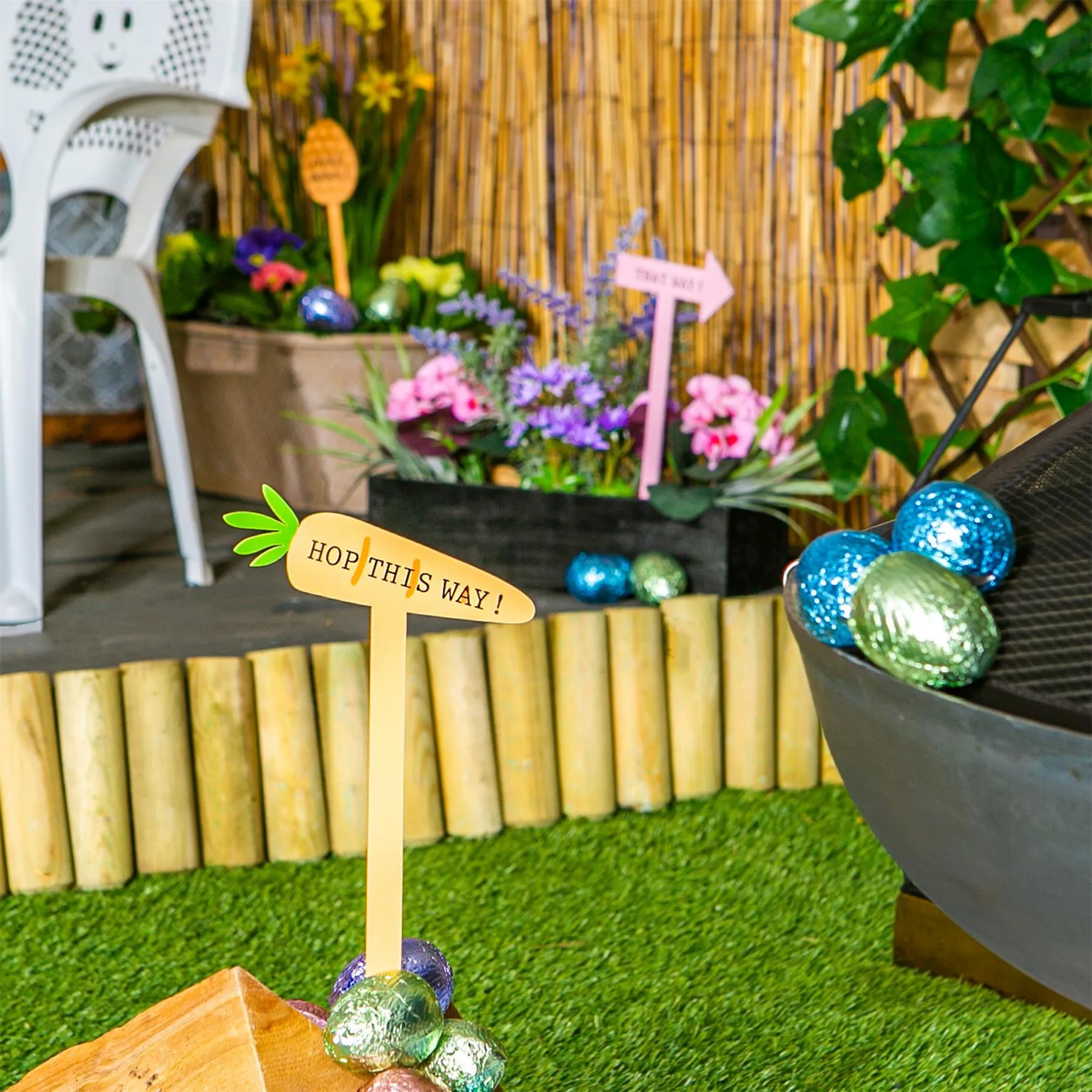 15cm Wooden Easter Egg Hunt Signs - Pack of Seven - By Nicola Spring