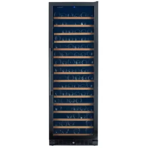 166 Bottle Black Stainless Wine Refrigerator, Single Zone