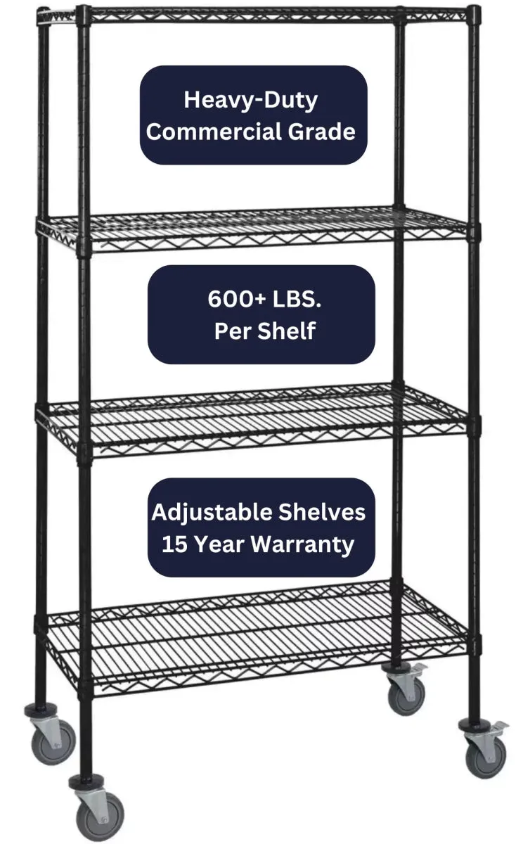 18" x 42" Black Shelving on Wheels