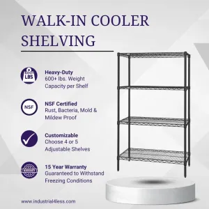 18" x 42" Walk In Cooler and Freezer Wire Shelving Unit