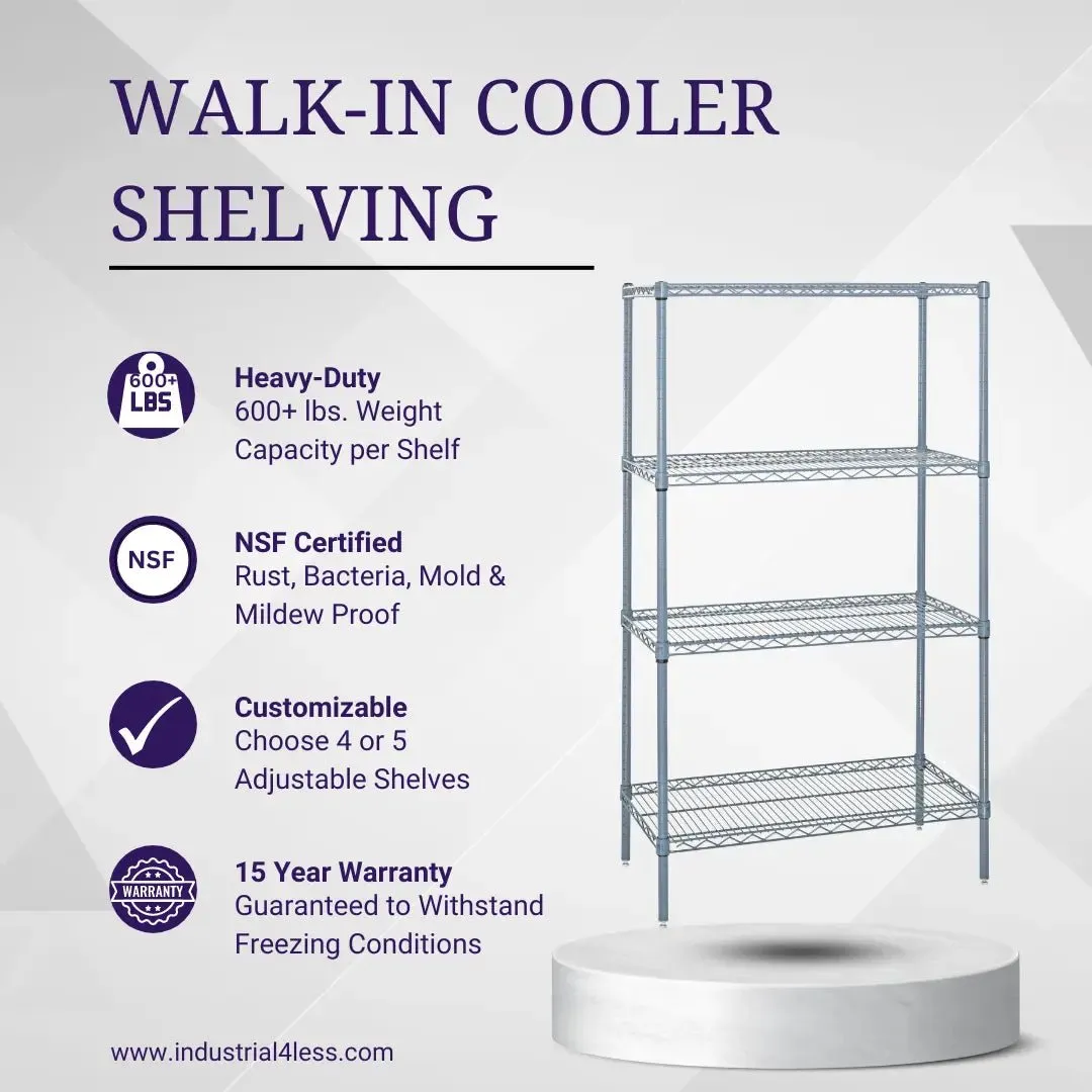 18" x 42" Walk In Cooler and Freezer Wire Shelving Unit