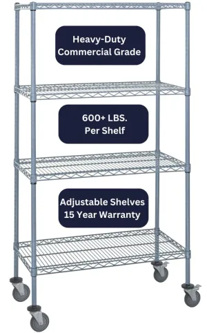24" x 30" Gray Shelving on Wheels