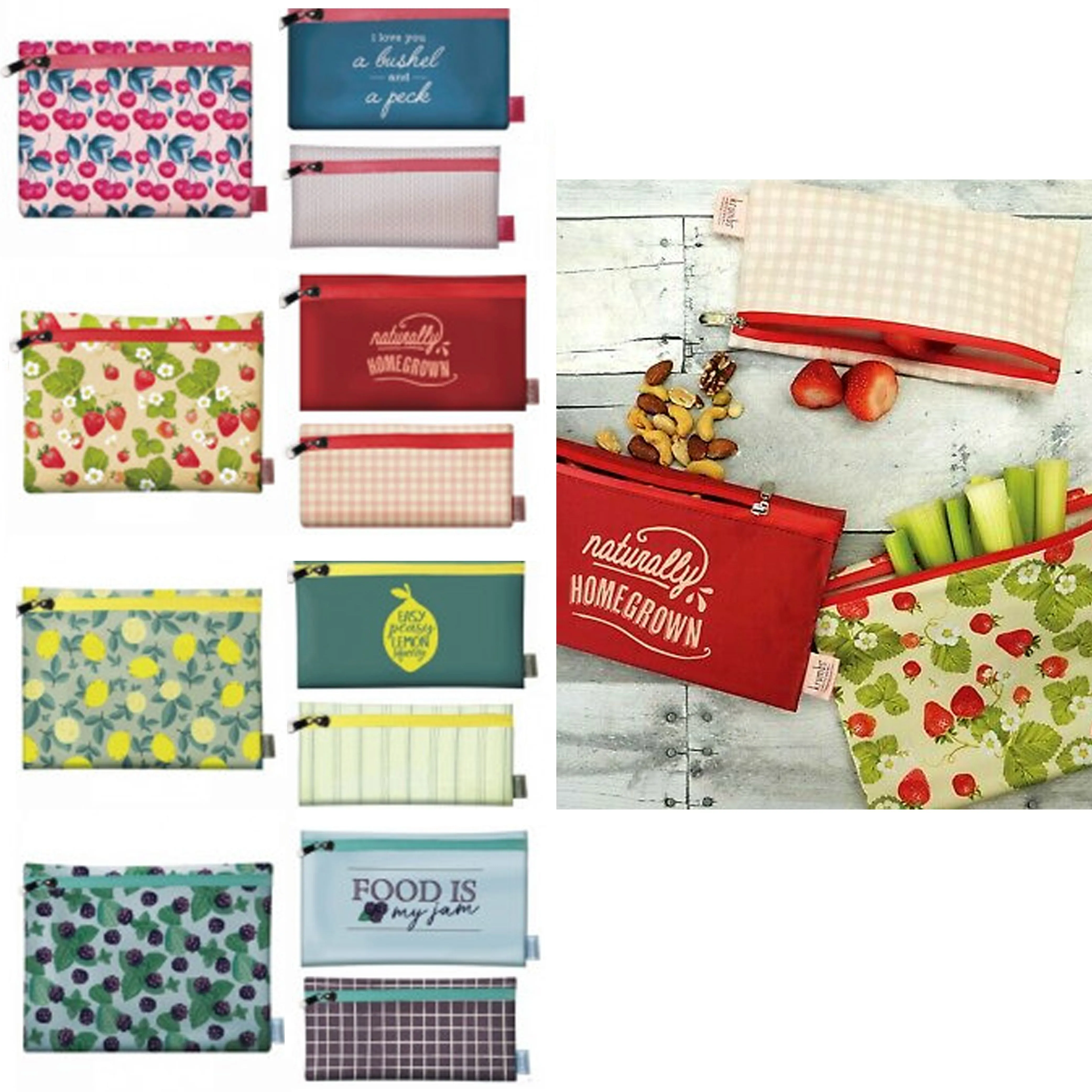 3 Pc Set Fresh Produce Zippered Bags Reusable Veggie Fruit Storage Food Savers