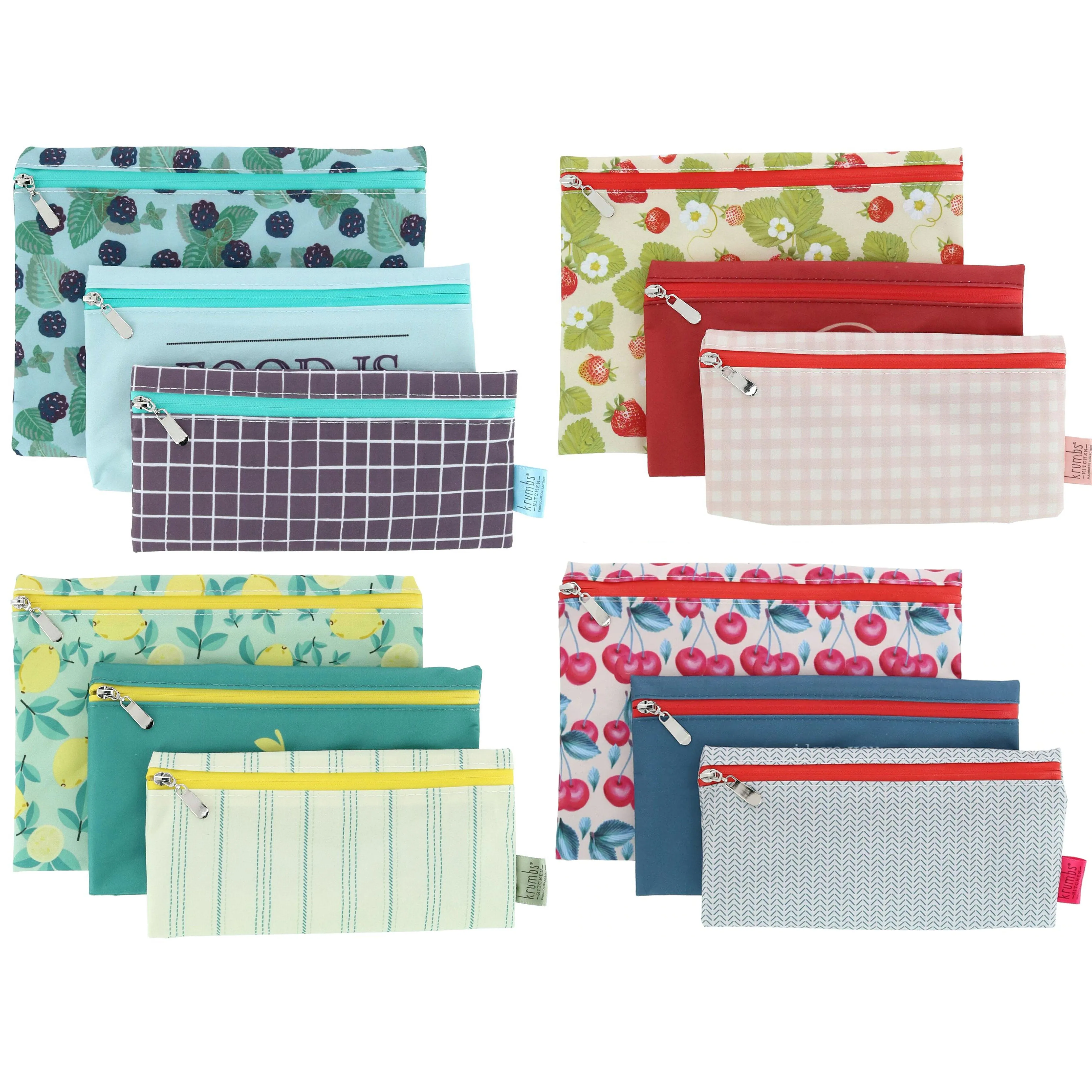 3 Pc Set Fresh Produce Zippered Bags Reusable Veggie Fruit Storage Food Savers