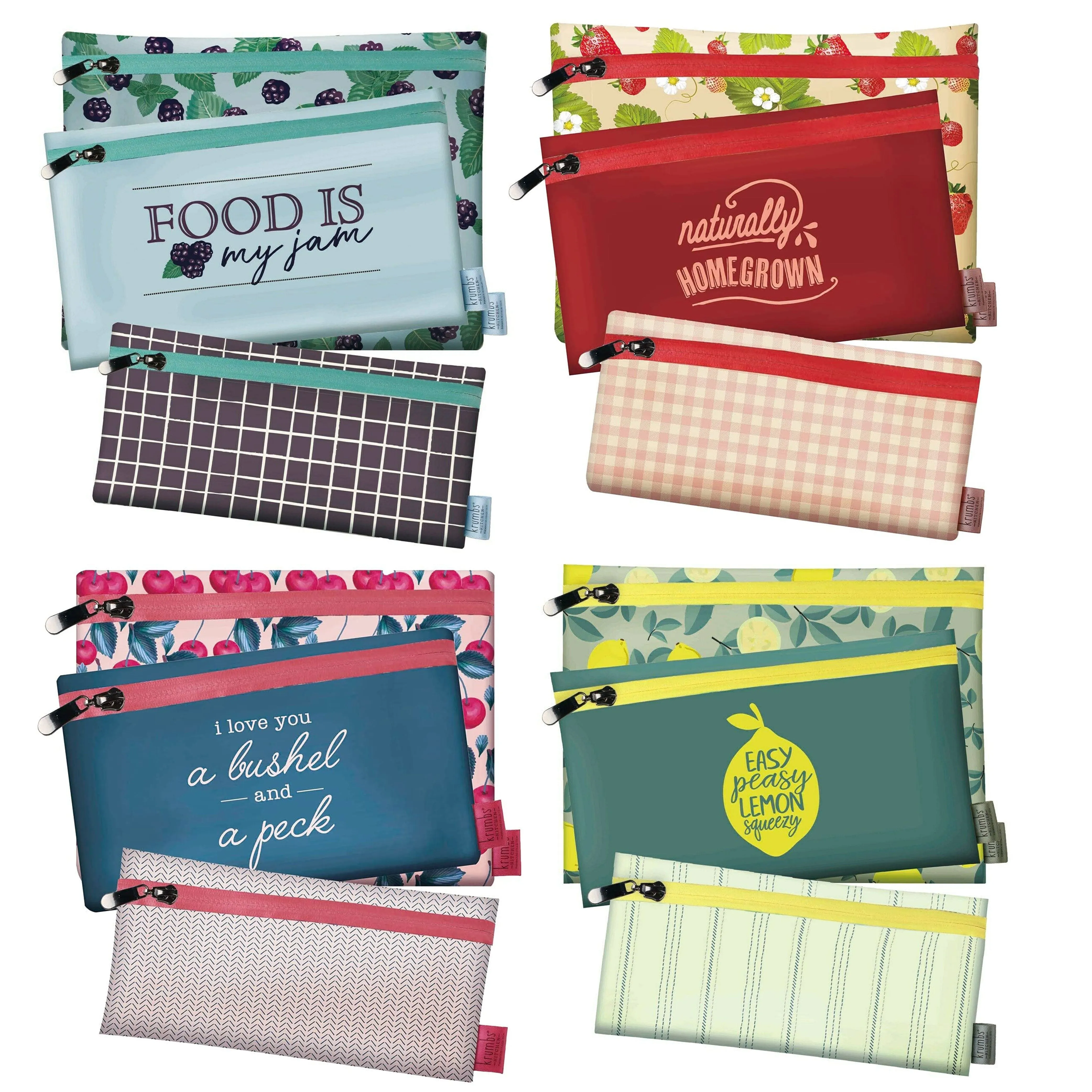 3 Pc Set Fresh Produce Zippered Bags Reusable Veggie Fruit Storage Food Savers