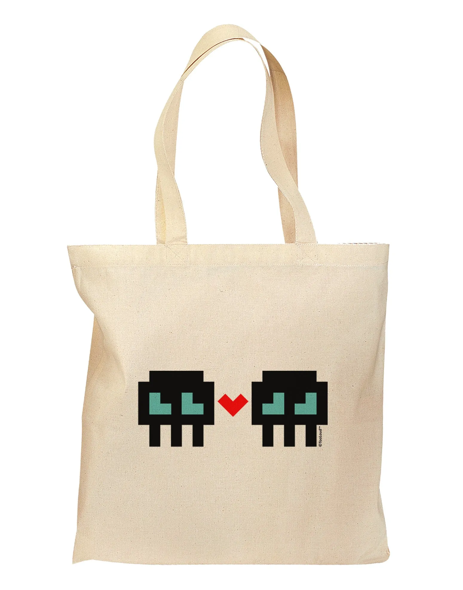 8-Bit Skull Love - Boy and Boy Grocery Tote Bag
