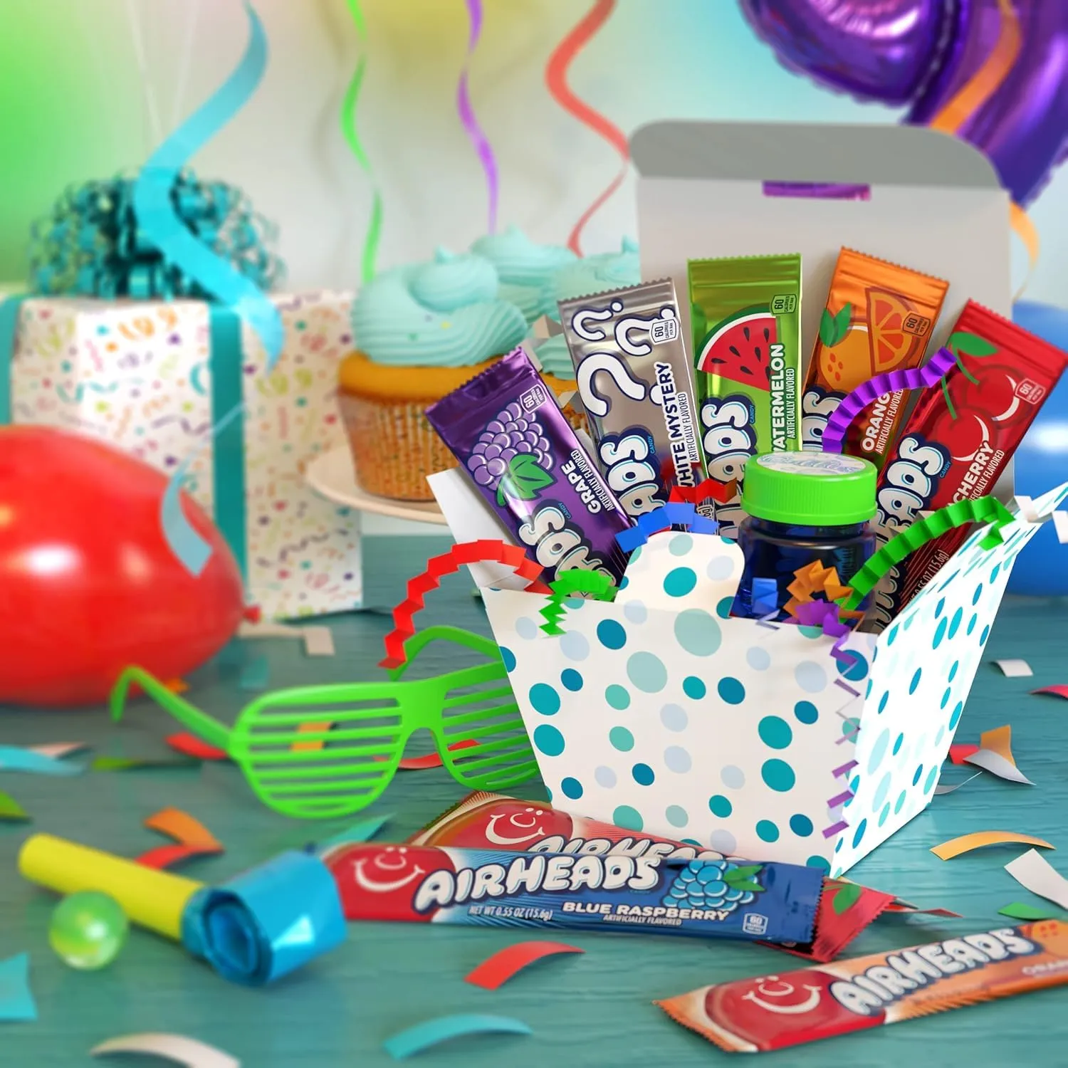 Airheads Candy Bars, Variety Bulk Box, Chewy Full Size Fruit Taffy, Gifts, Holiday, Parties, Concessions, Pantry, Non-Melting, Party, 60 Individually Wrapped Full Size Bars