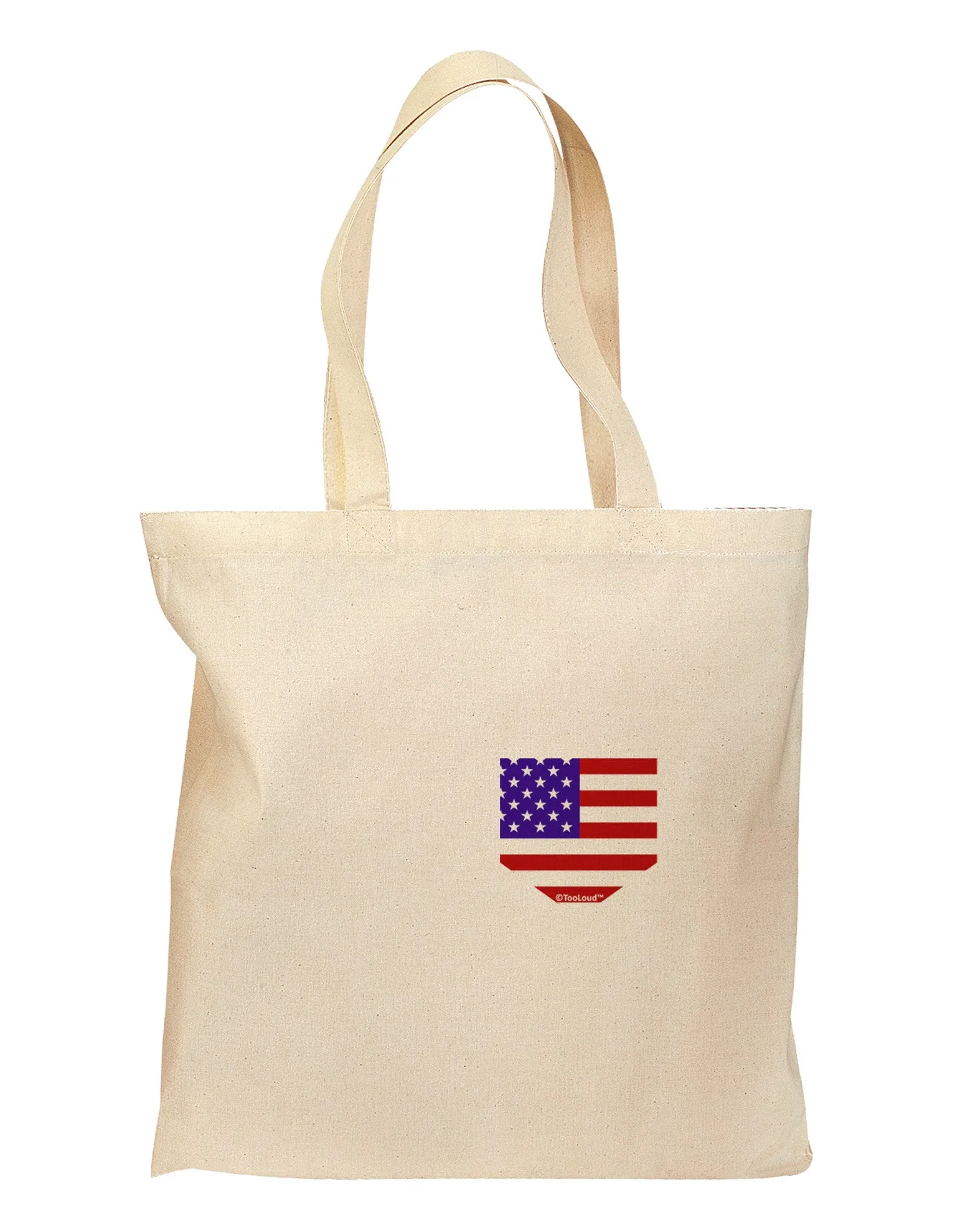 American Flag Faux Pocket Design Grocery Tote Bag by TooLoud