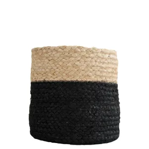 BLACK / NATURAL JUTE BASKET - SMALL