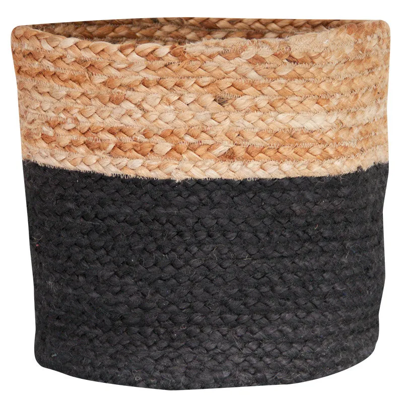BLACK / NATURAL JUTE BASKET - SMALL