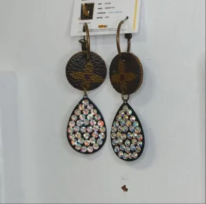 Black Sparkle Medium Hoop Upcycled Earrings