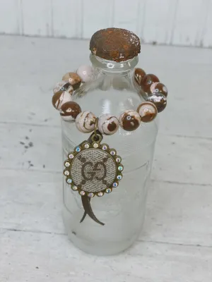 Brown Marble Single Beaded Upcycled Bracelet