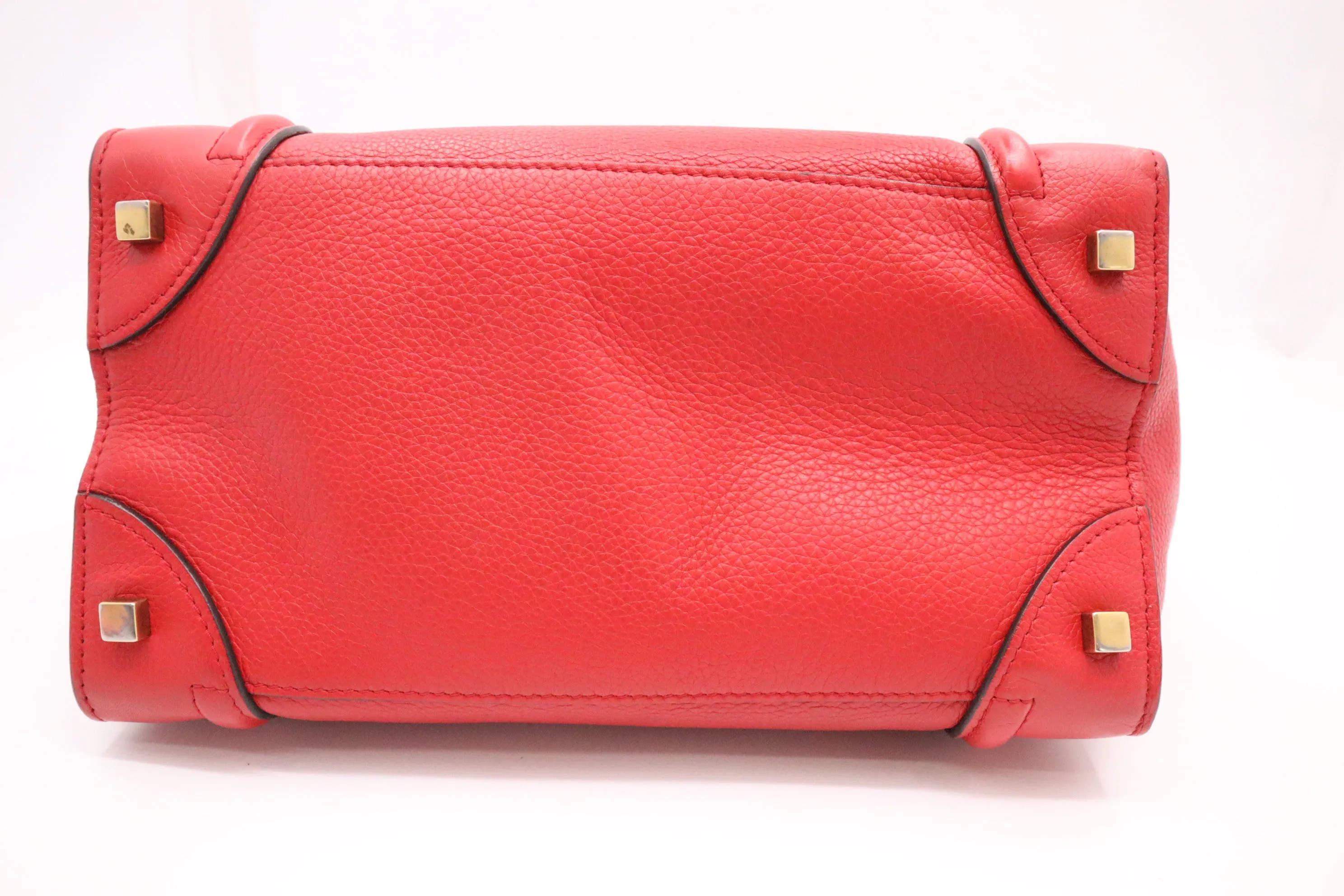 Celine Mini Luggage in Red Drummed Leather