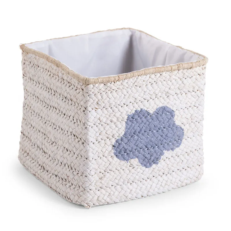 Childhome Box Straw Woven Basket White Star & Cloud