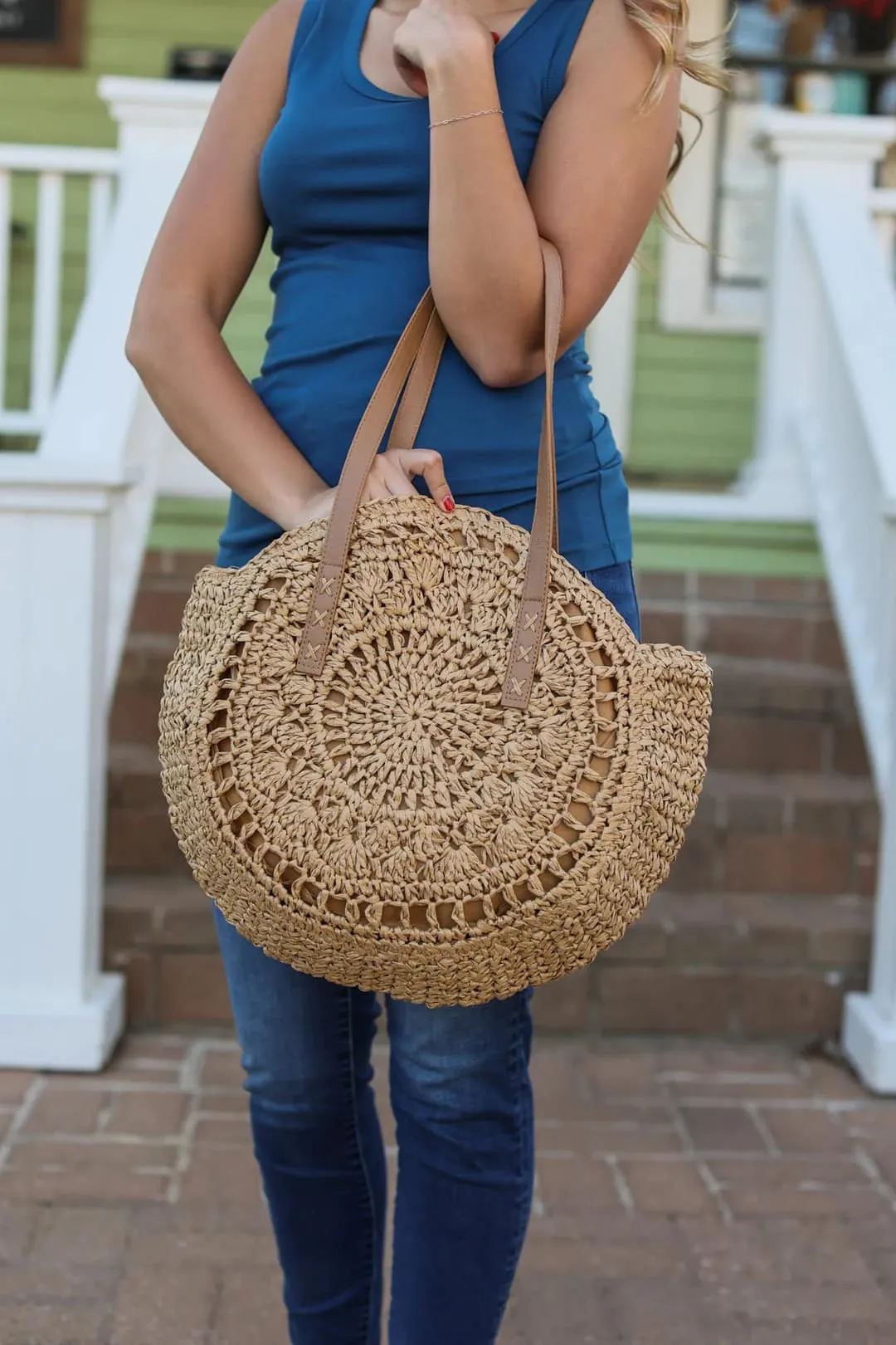 Circle Wicker Bag - Mocha