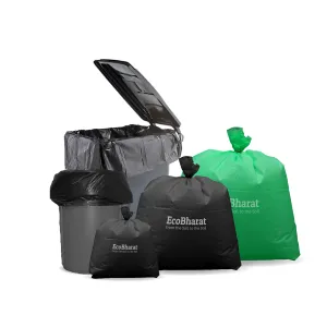 Ecobharat Bio degradable and compostable bags | 30x38 (10 pieces) | Black
