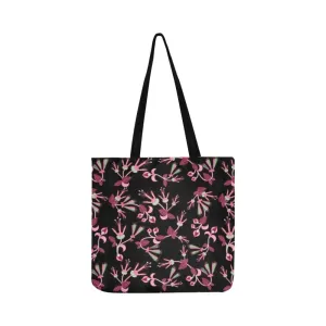 Floral Green Black Reusable Shopping Bag (Two sides)