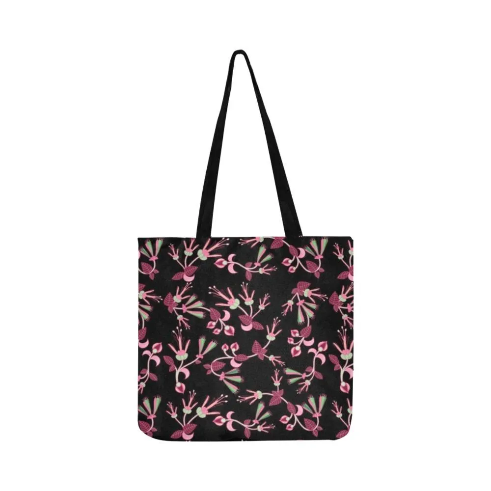 Floral Green Black Reusable Shopping Bag (Two sides)