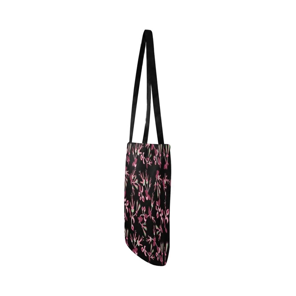 Floral Green Black Reusable Shopping Bag (Two sides)