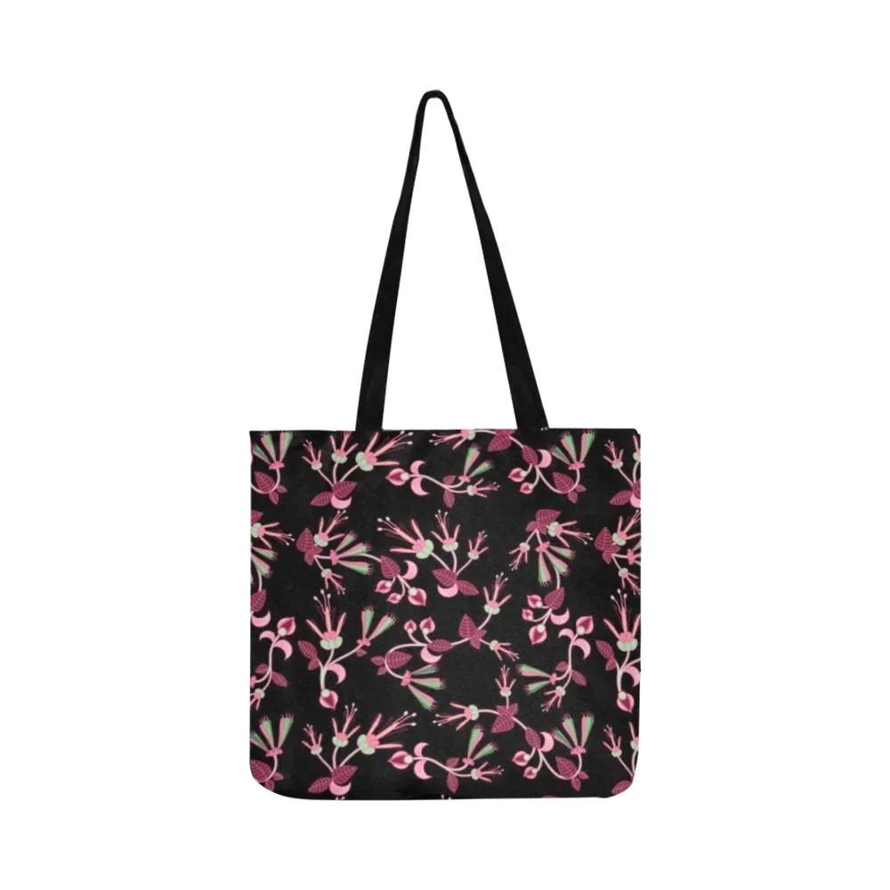 Floral Green Black Reusable Shopping Bag (Two sides)