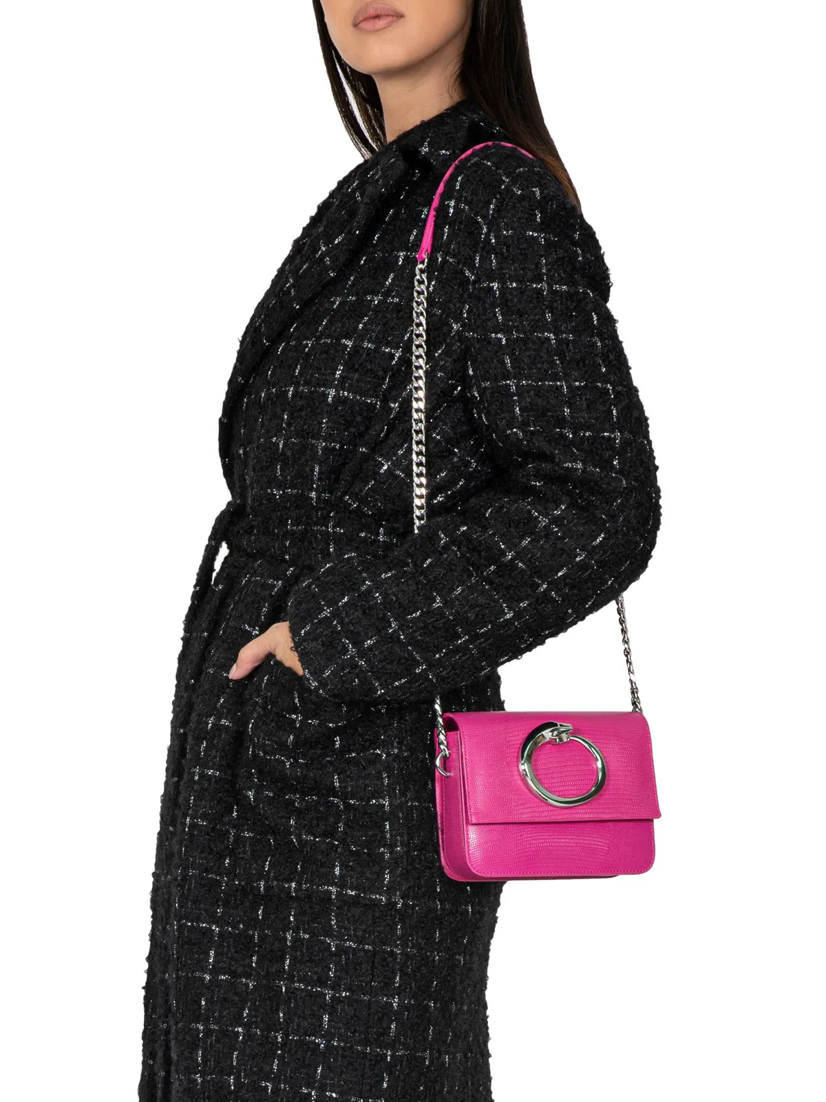 Fuchsia Silver-Toned Signature Bag
