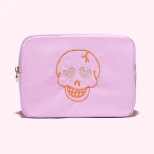 Hand Embroidered Skull Large Pouch