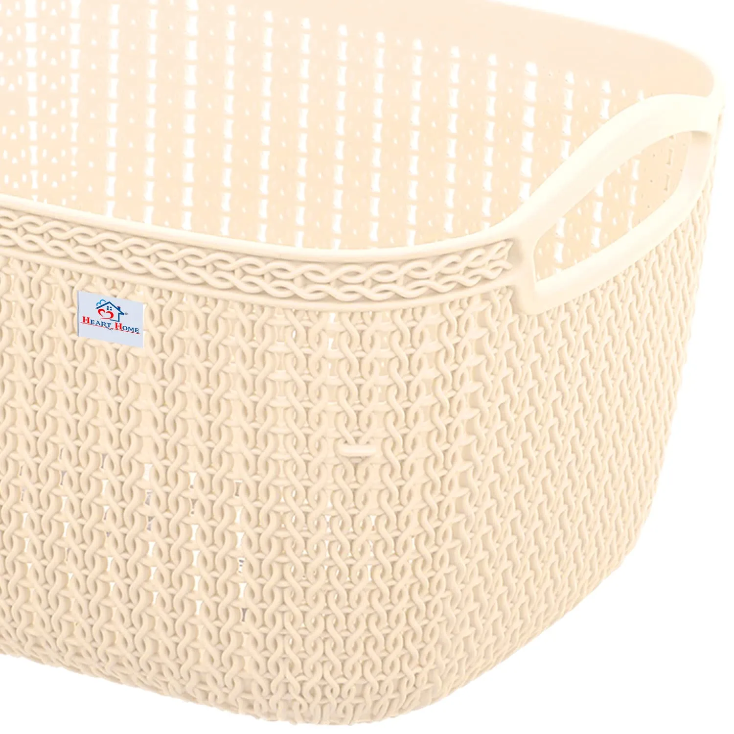 Heart Home Q-5 Multiuses Designer Unbreakable Plastic Storage Basket/Organizer/Bin For Home, Kitchen, Bathroom, Office Use Pack of 3 (Beach)-50HH01617