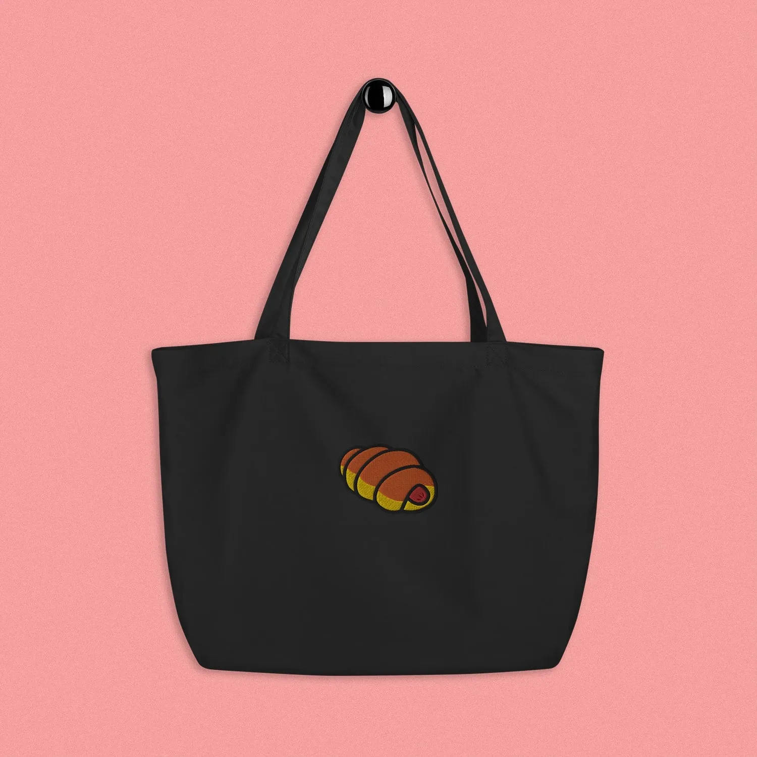 Hot Dog Bun Embroidered Large Tote