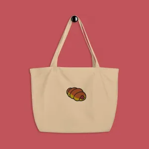 Hot Dog Bun Embroidered Large Tote