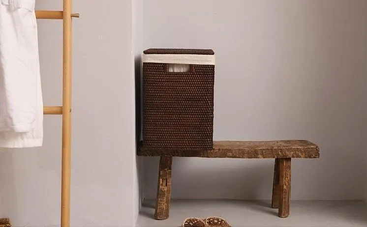 Large Rectangular Storage Baskets, Storage Baskets for Bathroom, Rattan Storage Baskets, Storage Basket with Lid, Storage Baskets for Clothes