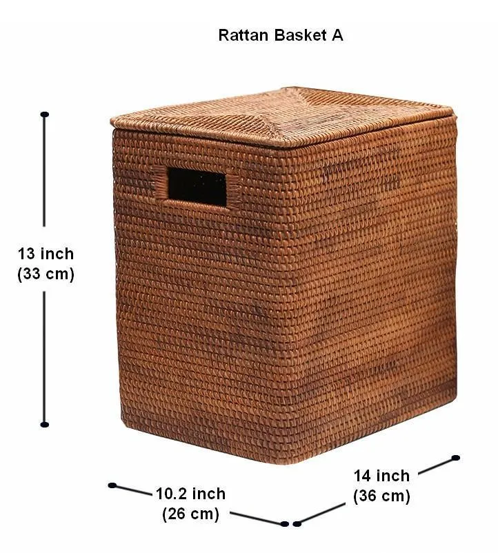 Large Rectangular Storage Baskets, Storage Baskets for Bathroom, Rattan Storage Baskets, Storage Basket with Lid, Storage Baskets for Clothes