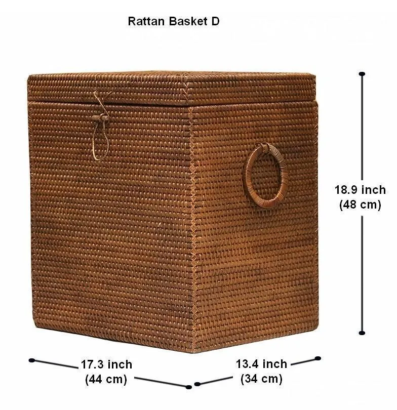 Large Rectangular Storage Baskets, Storage Baskets for Bathroom, Rattan Storage Baskets, Storage Basket with Lid, Storage Baskets for Clothes