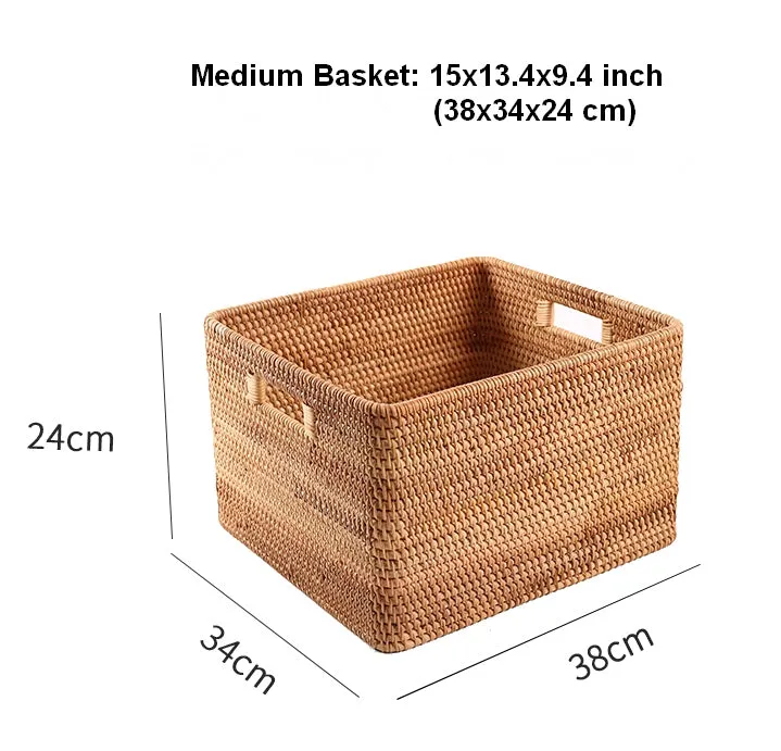 Large Storage Basket for Living Room, Kitchen Storage Baskets, Woven Storage Basket for Shelves, Rattan Storage Baskets for Toys