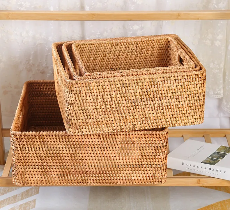 Large Storage Basket for Living Room, Kitchen Storage Baskets, Woven Storage Basket for Shelves, Rattan Storage Baskets for Toys
