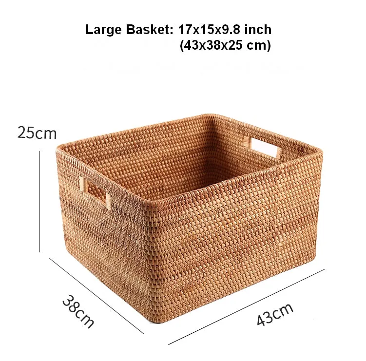 Large Storage Basket for Living Room, Kitchen Storage Baskets, Woven Storage Basket for Shelves, Rattan Storage Baskets for Toys