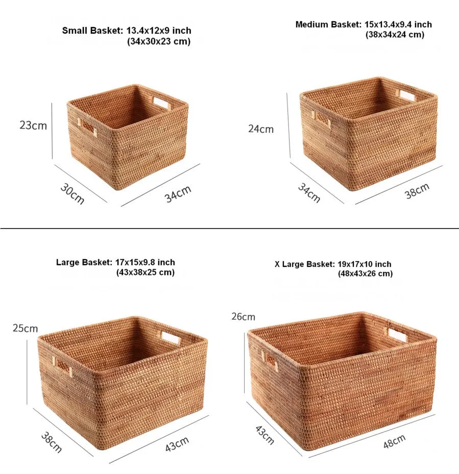 Large Storage Basket for Living Room, Kitchen Storage Baskets, Woven Storage Basket for Shelves, Rattan Storage Baskets for Toys