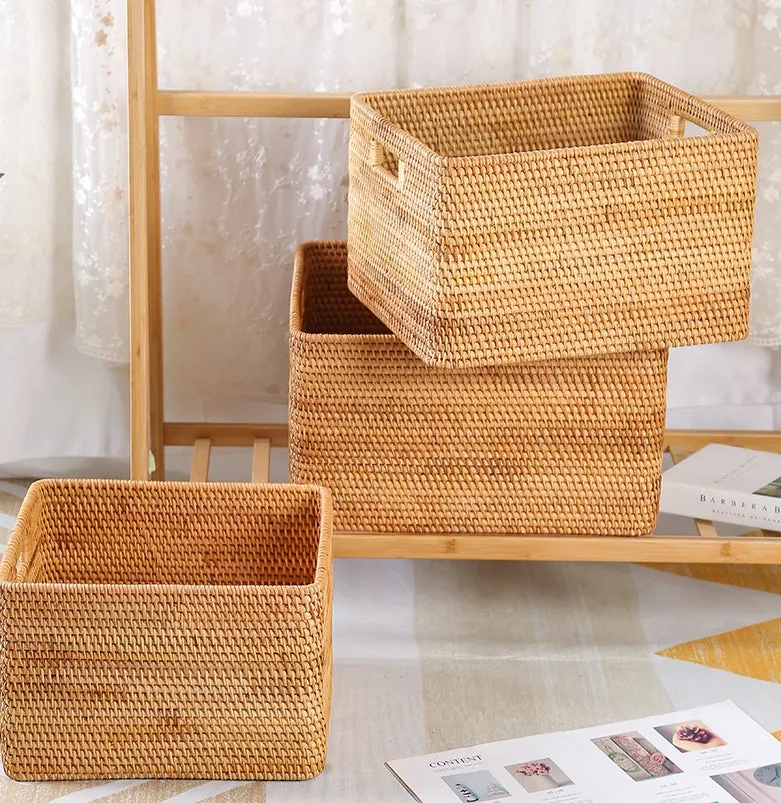 Large Storage Basket for Living Room, Kitchen Storage Baskets, Woven Storage Basket for Shelves, Rattan Storage Baskets for Toys