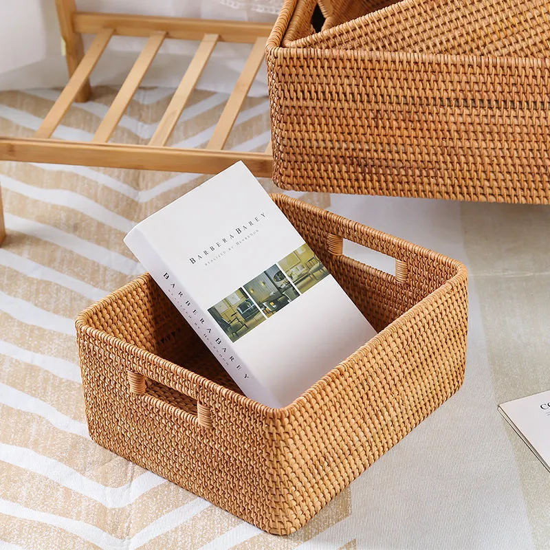 Large Storage Basket for Living Room, Kitchen Storage Baskets, Woven Storage Basket for Shelves, Rattan Storage Baskets for Toys