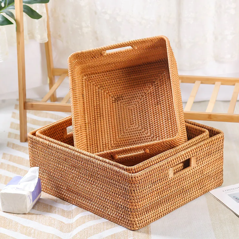 Large Storage Basket for Living Room, Kitchen Storage Baskets, Woven Storage Basket for Shelves, Rattan Storage Baskets for Toys