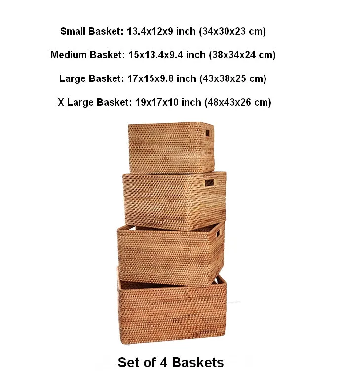 Large Storage Basket for Living Room, Kitchen Storage Baskets, Woven Storage Basket for Shelves, Rattan Storage Baskets for Toys