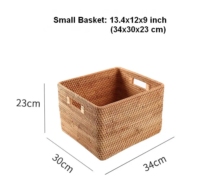 Large Storage Basket for Living Room, Kitchen Storage Baskets, Woven Storage Basket for Shelves, Rattan Storage Baskets for Toys