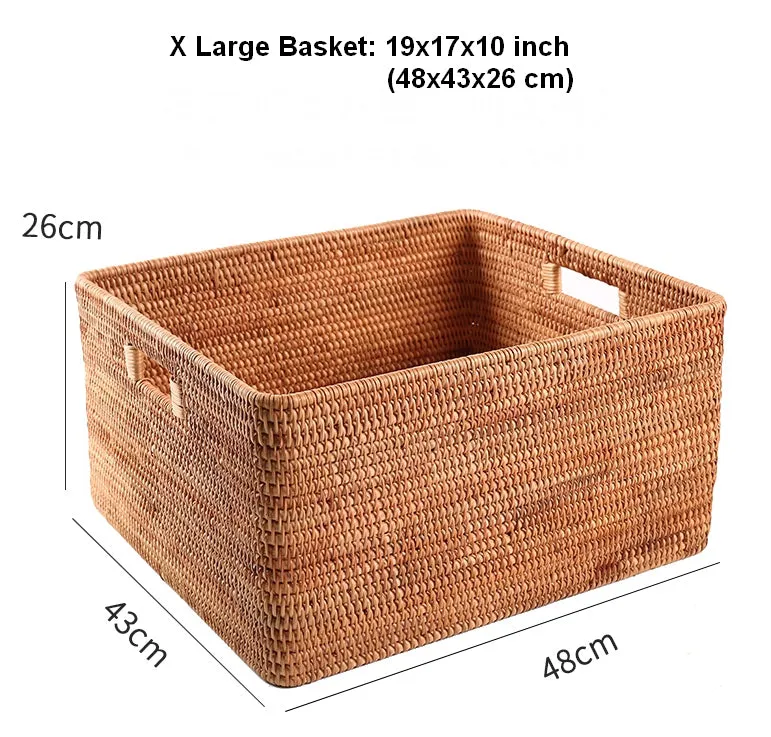 Large Storage Basket for Living Room, Kitchen Storage Baskets, Woven Storage Basket for Shelves, Rattan Storage Baskets for Toys