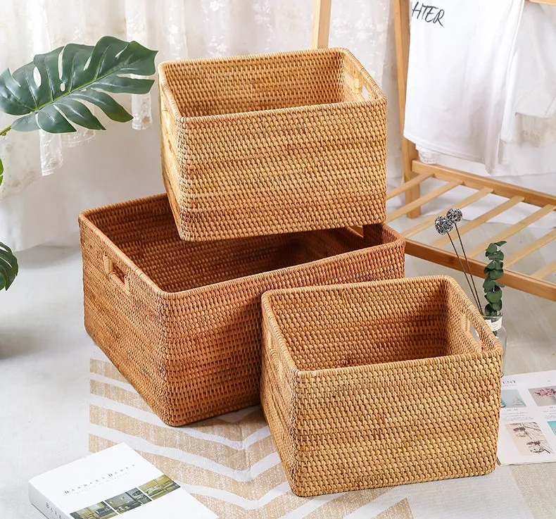 Large Storage Basket for Living Room, Kitchen Storage Baskets, Woven Storage Basket for Shelves, Rattan Storage Baskets for Toys