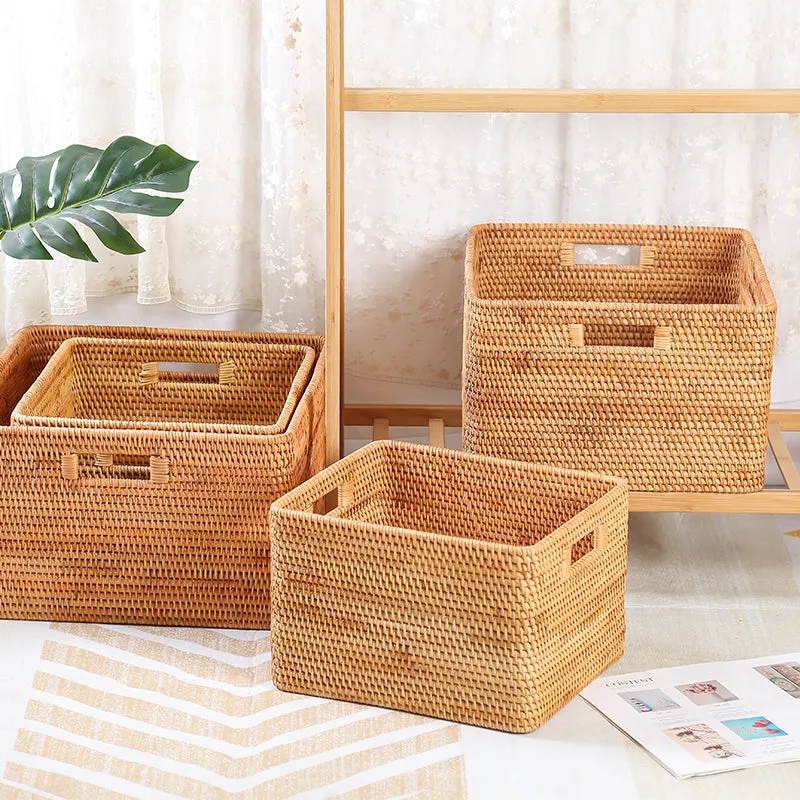 Large Storage Basket for Living Room, Kitchen Storage Baskets, Woven Storage Basket for Shelves, Rattan Storage Baskets for Toys