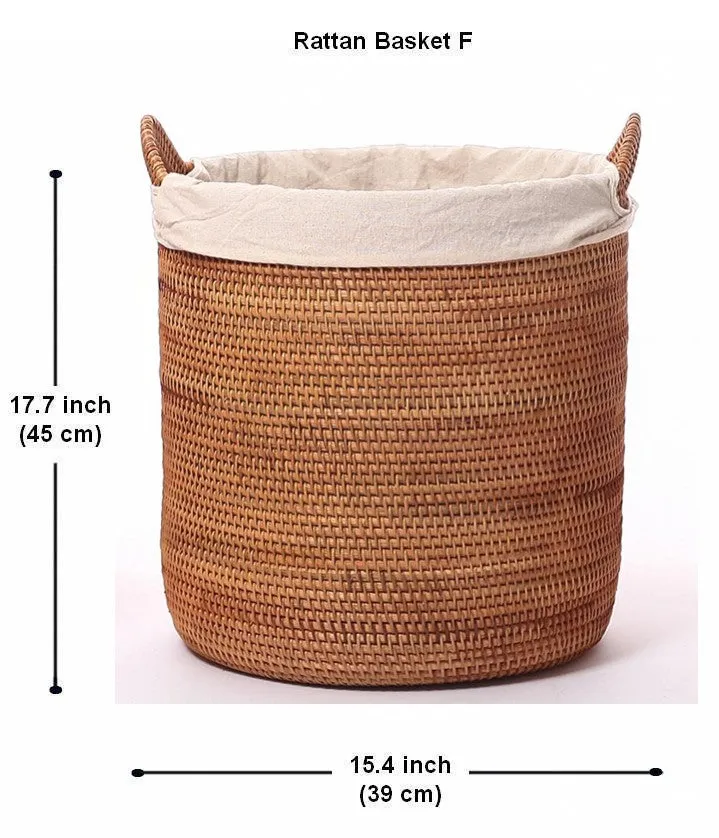 Large Storage Baskets for Bathroom, Round Storage Baskets with Handle, Rattan Storage Baskets, Laundry Storage Baskets, Storage Baskets for Clothes