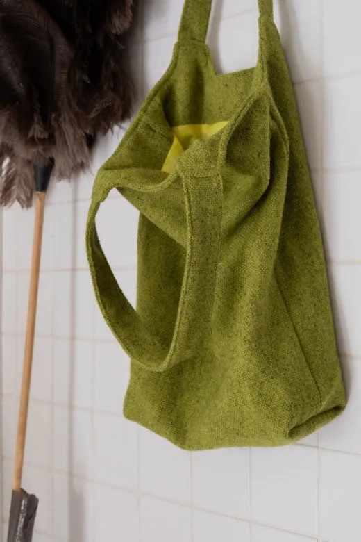 Lime Green Tweed Tote Bag