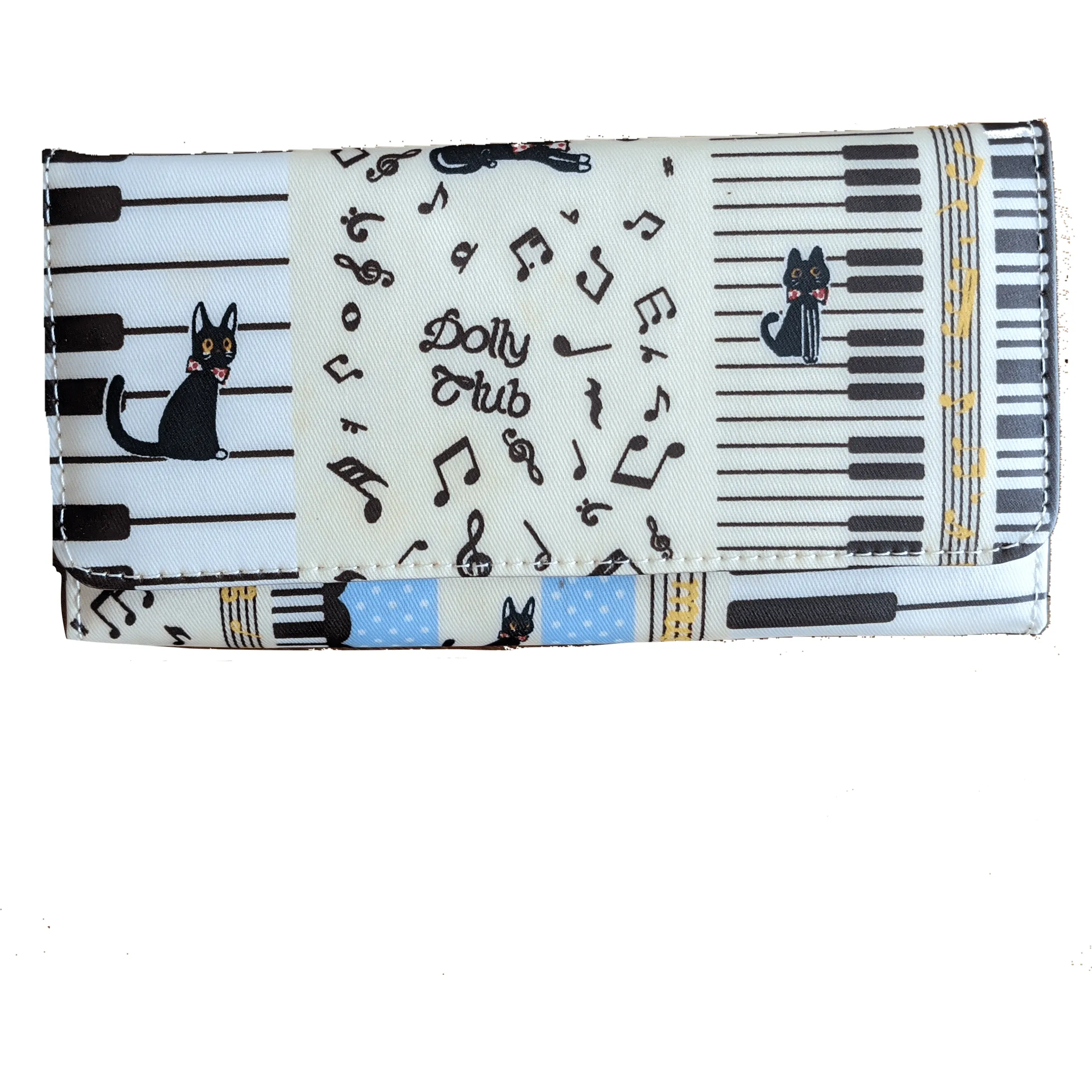 Music Themed Water-resistant Long Wallet - Kittens & Keys Series