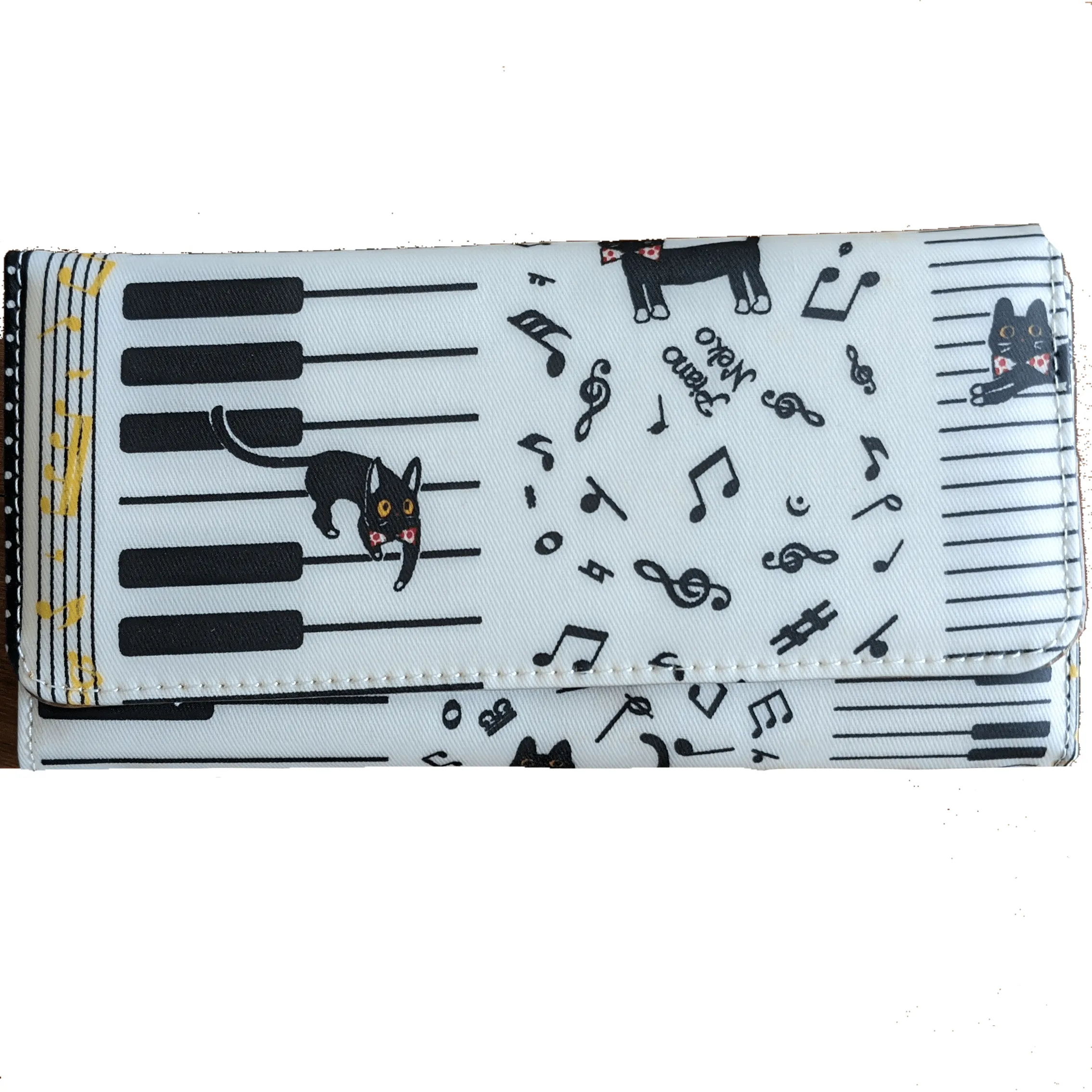 Music Themed Water-resistant Long Wallet - Kittens & Keys Series
