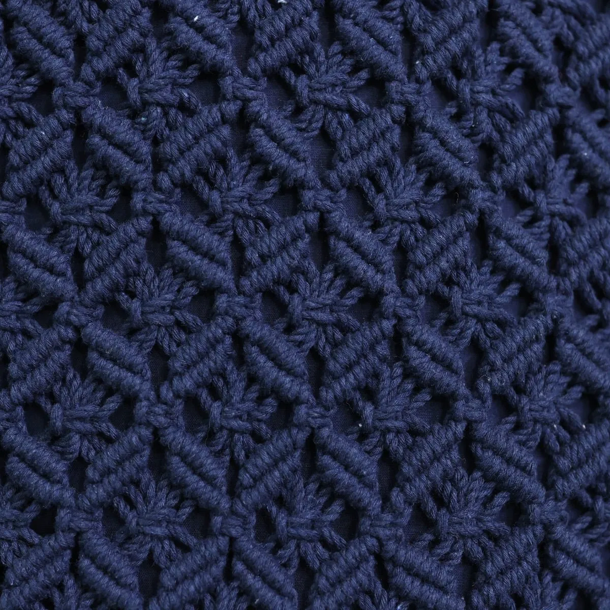 Navy Blue Macrame Tote Bag
