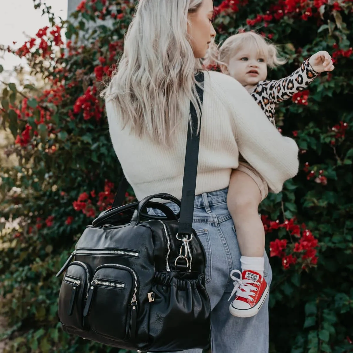 OiOi Vegan Leather Carry All Nappy Bag - Black